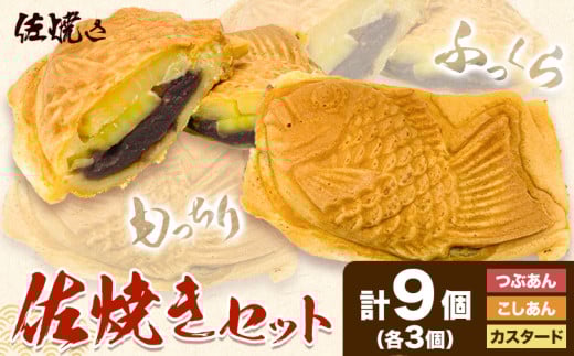 佐焼きセット 9個 佐焼き《30日以内に出荷予定(土日祝除く)》和歌山県 岩出市 たいやき 鯛焼き たい焼き 冷凍 佐焼き こしあん つぶあん カスタード チーズ x-1和歌山県岩出市14000菓子・スイ
