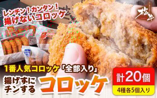揚げずにチンするコロッケ 4種×5個セット 有限会社 松牛《90日以内に出荷予定(土日祝除く)》 和歌山県 岩出市 コロッケ 惣菜 揚げ物 冷凍 レンジ 冷凍便 和歌山県岩出市21000肉その他 肉