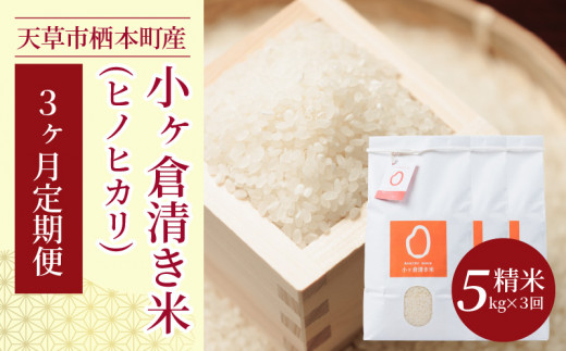 S135-T03_【3ヶ月定期便】天草市栖本町産 小ヶ倉清き米(ヒノヒカリ) 精米 5kg熊本県天草市36000米・パン白米