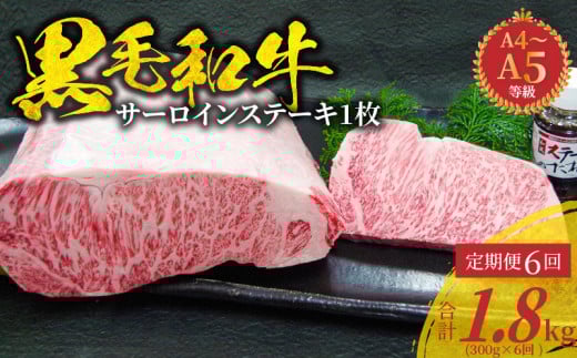 S001-022-T06_【定期便6回】A4〜A5等級 黒毛和牛 サーロインステーキ 1枚(300g)たれ1本付熊本県天草市79000肉牛肉