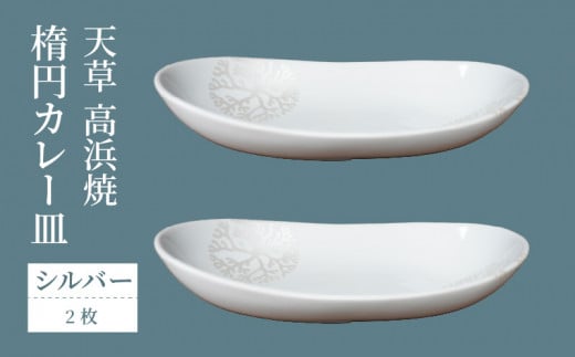 S026-067_天草 高浜焼 楕円カレー皿 2枚セット(シルバー)熊本県天草市25000衣類・装飾品・工芸品その他 装飾品・工芸品