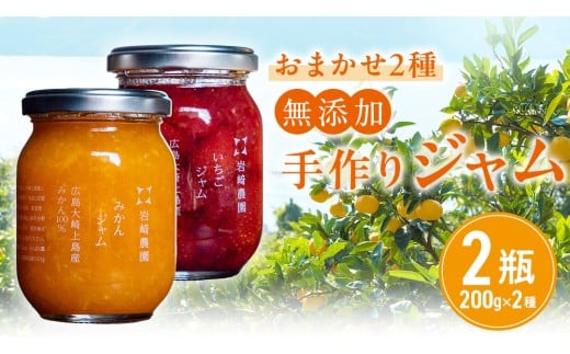 岩ア農園 無添加 手作り ジャム 200g 2本 広島県 大崎上島町 瀬戸内 離島 農家 完全受注生産 新鮮 フレッシュ フルーツ いちじく みかん いちご ブルーベリー キウイ 果物 詰め合わせ パン広島