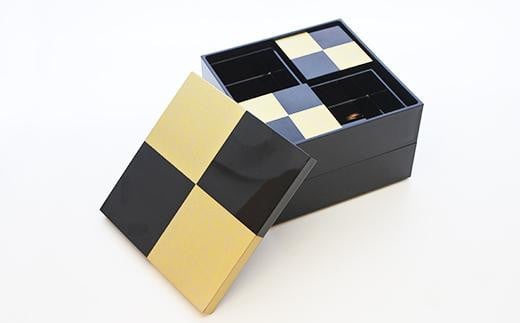 山中漆器 市松GOLD6.5二段オードブル重(黒)(A)石川県31000衣類・装飾品・工芸品その他 装飾品・工芸品