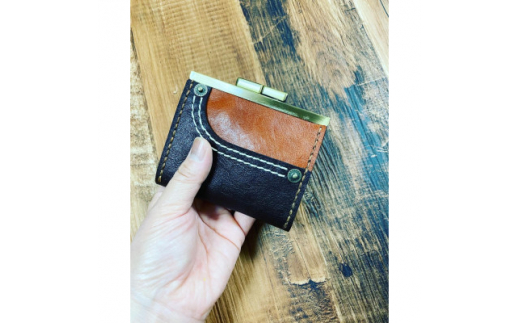 オールレザーのがま口財布<デニポケmini>ブラウンポケット 1個【1349647】兵庫県尼崎市23000衣類・装飾品・工芸品財布