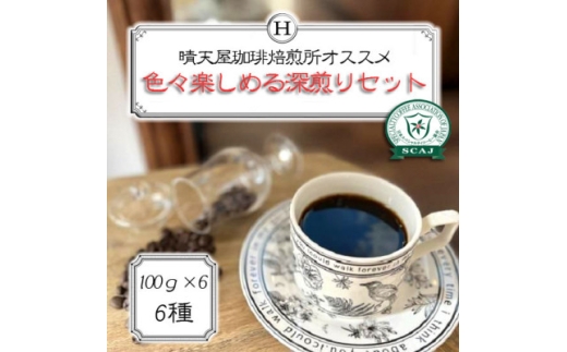 色々楽しめる深煎りセット 100g×6【1672085】兵庫県尼崎市11000お茶・飲料コーヒー・紅茶