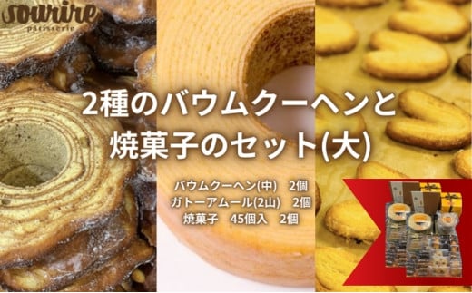 2種のバウムクーヘンと焼菓子のセット(大) ほほえみの樹 ガトーアムール 米粉 本醸造 特撰 白雪 使用 しっとり ソフトタイプ 伝統的 欧米風 ハードタイプ バームクーヘン 食べ比べ フィナン