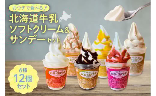 おウチで食べる北海道ソフトクリーム&サンデーセット(6種類×2の12個セット)北海道札幌市16000菓子・スイーツアイス・ジェラート