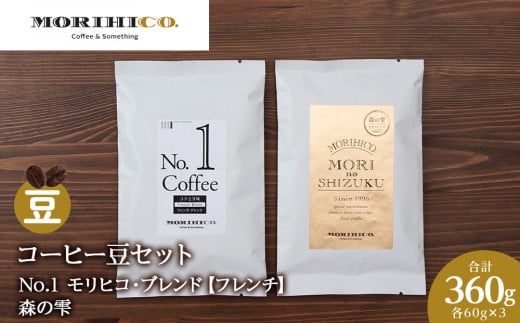 コーヒー豆セット No.1 モリヒコ・ブレンド【フレンチ】と森の雫セット 各3袋 合計360g北海道札幌市12000お茶・飲料コーヒー・紅茶
