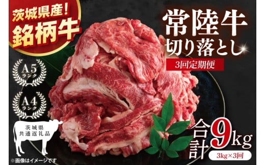 【茨城県共通返礼品】【3ヶ月定期便】大容量!常陸牛切り落とし 3kg(500g×6)【黒毛和牛 国産 銘柄牛 牛肉 肉 冷凍 茨城県産】(81-39)茨城県阿見町108000肉牛肉