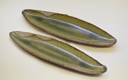 銀彩オーバル皿2枚セット 和食器 長皿 平皿 陶芸品 《受注制作》千葉県白井市41000雑貨・日用品食器・グラス