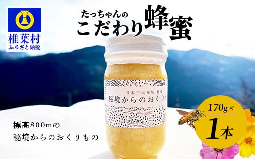 【無添加 非加熱】標高800m たっちゃんのこだわり蜂蜜【170g×1本】( 宮崎県 椎葉村 秘境 蜂蜜 はちみつ ハチミツ みつばち ミツバチ 伝統的 養蜂 国産 天然 百花蜜 巣箱 数量限定 季節 希少 170g