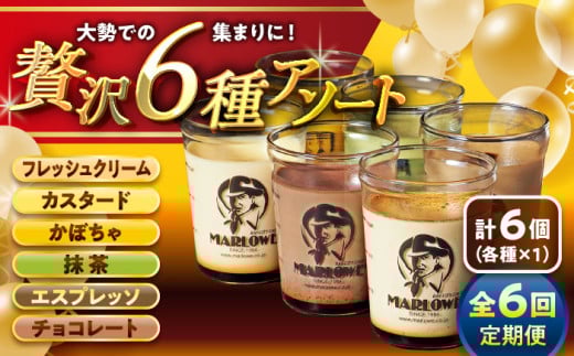 【全6回定期便】6種の味わいプリンセット 計約1080g (約180g × 6個) / プリン ぷりん カスタード かぼちゃ 抹茶 チョコレート エスプレッソ カラメル お菓子 デザート スイーツ 食べ比べ 神奈川