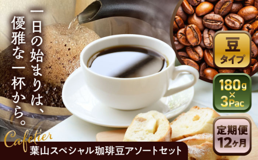 【全12回定期便】【コーヒー豆】葉山スペシャル珈琲豆アソートセット 3パック入り / 珈琲 こーひー コーヒー コーヒー豆 詰め合わせ 神奈川県 特産品 コーヒー ブラジル インドネシア コ
