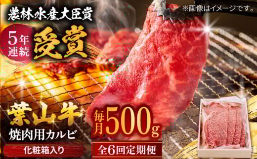 【農林水産大臣賞 5年連続受賞歴有】【全6回定期便】 葉山牛 焼肉用カルビ500g  / 牛肉 牛 肉 お肉 国産 赤身肉 やきにく 焼き肉 カルビ かるび BBQ ブランド牛 和牛 黒毛和牛 国産牛 贈答 ギフ