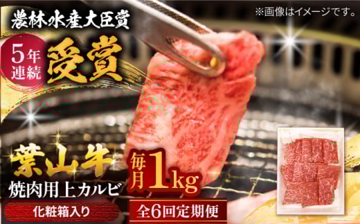 【農林水産大臣賞 5年連続受賞歴有】【全6回定期便】 葉山牛 焼肉用上カルビ1Kg / 牛肉 牛 肉 お肉 国産 赤身肉 やきにく 焼き肉 カルビ かるび 上カルビ 上かるび BBQ ブランド牛 和牛 黒毛和