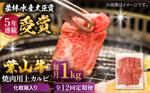 【農林水産大臣賞 5年連続受賞歴有】【全12回定期便】 葉山牛 焼肉用上カルビ1Kg / 牛肉 牛 肉 お肉 国産 赤身肉 やきにく 焼き肉 カルビ かるび 上カルビ 上かるび BBQ ブランド牛 和牛 黒毛和