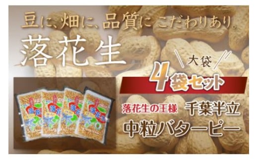 千葉県 大網白里市産 落花生中粒バターピー大袋4袋セット 落花生 おつまみ 千葉県産 大網白里市 千葉県大網白里市10000野菜・きのこ豆類