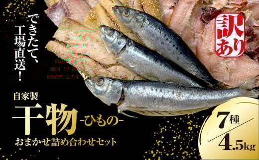 【訳あり】出来立て!工場直送! 自家製干物・水産加工品おまかせ詰め合わせセット 7種 合計約4.5kg 訳あり 訳アリ 干物 ほっけ ホッケ アジ あじ サバ さば 魚 大容量 詰め合わせ 千葉県大