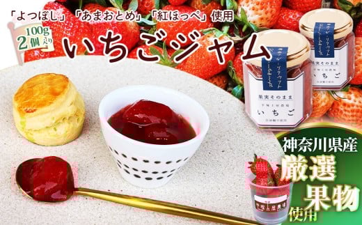 No.083 いちごジャム100g×2個 / 苺 イチゴ 苺ジャム イチゴジャム ストロベリー 人気 加工食品 手作り 白砂糖不使用 ペクチン不使用 フルーツスプレッド コンフィチュール トッピング 神奈川