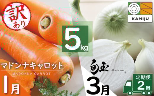 <フジテレビ『どっちのふるさと?』で紹介されました!>訳あり にんじん 新玉ねぎ 定期便 2回 旬の美味しい季節にお届け マドンナキャロット 人参 ニンジン 旬玉 玉ねぎ たまねぎ 野菜
