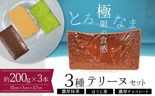 【テリーヌ専門店L】(約200g)濃厚抹茶・濃厚チョコレート・ほうじ茶3種のテリーヌセット【グルテンフリー・保存料不使用】抹茶 スイーツ 西尾抹茶  H173-009愛知県碧南市22000菓子・ス