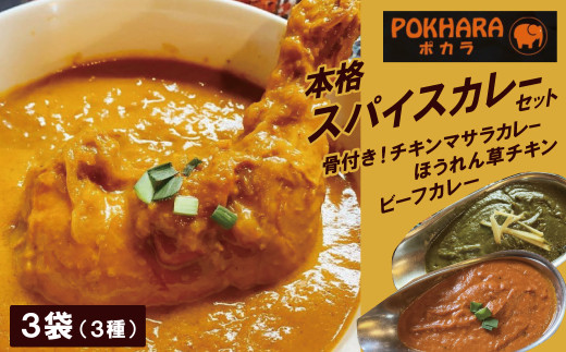 【レンジで簡単】本格スパイスカレー3種3袋セット 本格スパイスカレー 食べ比べ おやつ  H177-008愛知県碧南市16000鍋セット・総菜・加工食品総菜