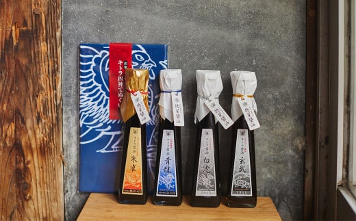 キトラ醤油4種セット 卵かけ/刺し身/肉/冷奴専用+手ぬぐい入り奈良県明日香村16000調味料・油醤油