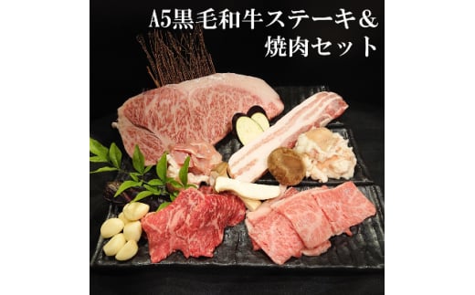 老舗焼肉屋の黒毛和牛ステーキ&焼肉セット1kg【1245237】愛知県岡崎市40000肉牛肉