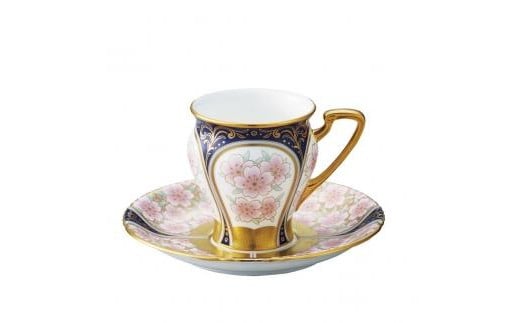 ノリタケ 「オマージュコレクション」 コーヒー碗皿 ”色絵金彩桜文”愛知県名古屋市147000雑貨・日用品食器・グラス