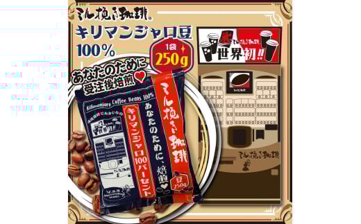 ミル挽き珈琲 キリマンジャロ豆100% 1袋 (250g/袋)愛知県名古屋市6000お茶・飲料コーヒー・紅茶