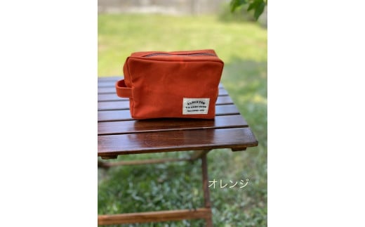 【オレンジ】アーミーダックパラフィン加工生地を使用したミニポーチ愛知県名古屋市8000衣類・装飾品・工芸品鞄・バッグ
