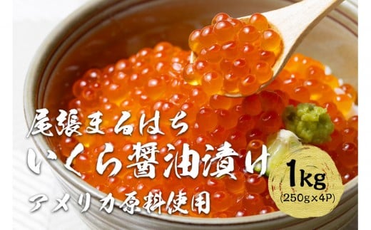 いくら 醤油漬け  1kg(250g×4P) アメリカ 鮭の卵 化粧箱入 尾張まるはち愛知県名古屋市35000魚介・海産物いくら