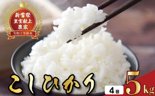 令和7年産 コシヒカリ 白米 4ヵ月連続 定期便 5kg × 4回 20kg お米 精米 新米 スピード発送 ごはん ご飯 高知県産 弁当 おにぎり 料理 新嘗祭 皇室献上米 R7年 農家 特A米 美味しい お取り寄せ 食