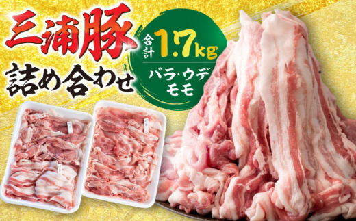 特盛三浦豚 1.7kg 豚肉セット バラ ウデ モモ / にく 肉 お肉 豚肉 ぶたにく 国産 ポーク 大容量 焼き肉 焼肉 バーベキュー BBQ 産地直送  お取り寄せ 贈答 ギフト プレゼント 岐阜県産 恵那市産