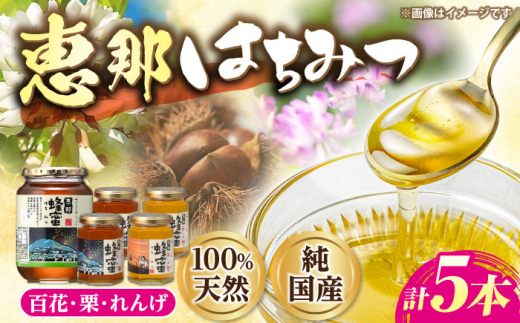 恵那蜂蜜 5本セット (蓮華蜂蜜180g×2本、百花蜂蜜1000g×1本、栗蜂蜜180g×2本) 国産 はちみつ 蜂蜜 ハチミツ 岐阜県産 恵那市産 健康 美容 産地直送  お取り寄せ 贈答 ギフト プレゼント 恵那市 /