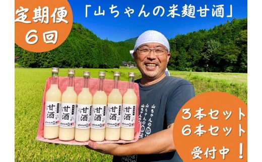 132.定期便6回 『無添加 米麹』山ちゃん の 甘酒 500ml 6本 セット ノンアルコール 米麹 お米 飲む点滴 岐阜県 八百津町 砂糖 不使用岐阜県八百津町60000お茶・飲料果汁・野菜飲料
