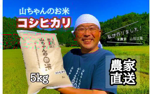 【10月1日発送開始】令和7年度産 農家直送「山ちゃんのお米」コシヒカリ5kg 残留農薬202項目検査済み 残留放射能測定済み (486)岐阜県八百津町15000米・パン白米