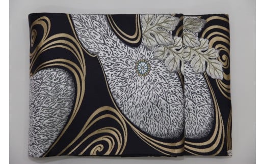 【西陣活性化を応援!】西陣織袋帯(菊花流苑文・紺)京都府京都市1000000衣類・装飾品・工芸品その他 装飾品・工芸品