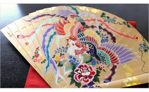 【舞扇堂】金銀箔押し手描き檜扇 鳳凰・桜京都府京都市750000衣類・装飾品・工芸品その他 装飾品・工芸品