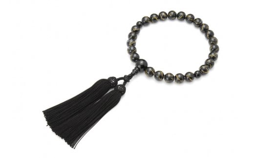 【京念珠×京ちりめん】黒オニキス 数珠袋付き ブラック【土屋念珠店/男性用/メンズ/数珠/略式/仏具】京都府京都市45000衣類・装飾品・工芸品その他 装飾品・工芸品