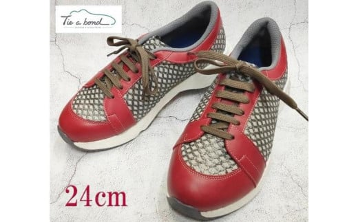 【ネーカーズ】【Tie a bond】西陣織スニーカー(赤)〈24cm〉京都府京都市67000衣類・装飾品・工芸品靴・履物