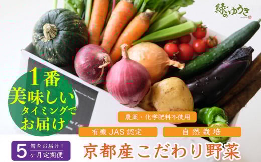 <5か月定期便>2026年発送【緑のゆうき】購入された野菜の売上の1%が、社会貢献に 京都産のこだわり野菜(有機野菜、栽培期間中農薬・化学肥料不使用など)を 美味しいタイミングで収