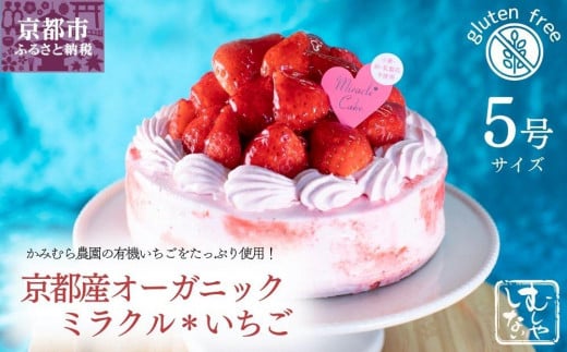 【むしやしない】京都産オーガニックミラクル*いちご(5号)[ 京都 一乗寺 豆乳 スイーツ ケーキ グルテンフリー ヴィーガン アレルギー対応 人気 おすすめ 苺 いちご ホールケーキ お菓