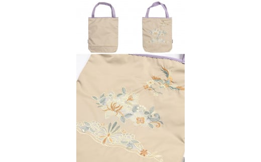 【シノワズリーモダン京都】花鳥オーガンジーカットワーク刺繍 防水・撥水トートバッグ モカ[ 京都 日傘 ブランド 防水 撥水 トート 濡れた傘を入れてもOK カットワーク刺繍 おしゃれ 人