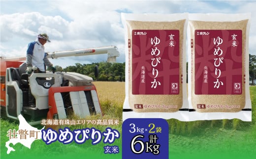【令和7年産 】(玄米6kg)ホクレンゆめぴりか(3kg×2袋) 【 ふるさと納税 人気 おすすめ ランキング 北海道産 壮瞥 玄米 米 ゆめぴりか 炊き込みご飯 おにぎり おむすび こめ 贈り物 贈物