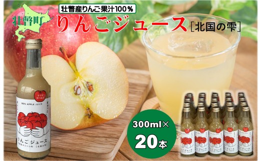 りんごジュース「北国の雫」(壮瞥町産りんご100%) 300ml×20本 【 ふるさと納税 人気 おすすめ ランキング 北海道 壮瞥 りんご アップル ジュース 果汁 100% 飲料水 飲み物 贈り物 贈物 贈答 ギ