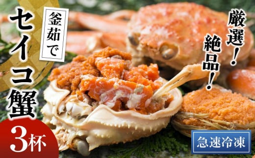 【期間エリア限定!】厳選!絶品! 急速冷凍 釜茹で セイコ蟹3杯 YK00392京都府京丹後市11000魚介・海産物カニ