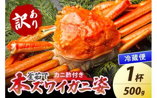 【大好評!カニ酢付き】訳あり!釜茹で!本ずわいがに姿 500g×1杯 YK00439京都府京丹後市12000魚介・海産物カニ
