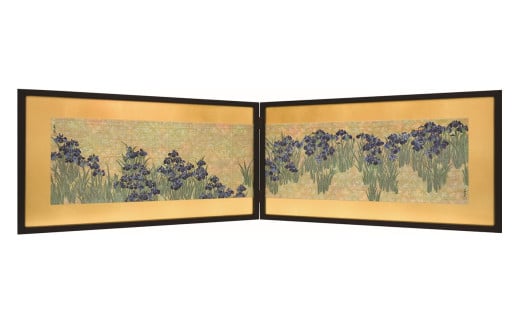 西陣織額屏風「燕子花図」 丹後ちりめんのまち【京都・京丹後】尾形光琳・工芸品・絵画・アート・京都 京丹後・織物・芸術品・アートパネル・伝統工芸 NB00029京都府京丹後市2000000衣