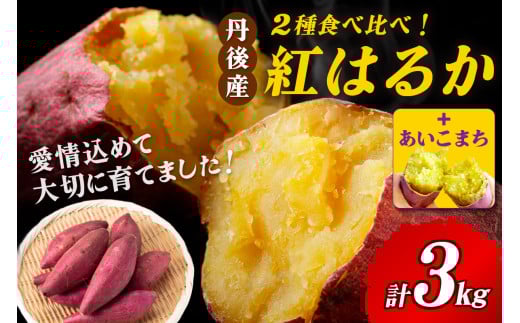 【甘さ対決!】あいこまちと紅はるかの食べ比べ 3kg 2026年1月下旬〜配送 AM00684_01京都府京丹後市8000野菜・きのこじゃがいも・イモ類